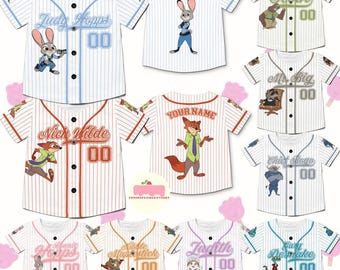 Personalized Disney Zootopia 2 Movie 2025 Characters Baseball Jerseys, Judy Hopps Nick Wilde Birthday Shirt, Disneyland Family Matching Tees