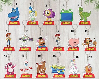 Personalized All Characters Toy Story Keychain, Woody Keychain, Buzz Lightyear Keychain, Lilypad Smarty Pants Atlas Snappy Jessie Slinky
