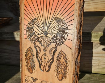 Wood Burned Skull