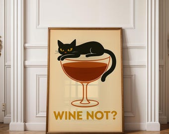 Poster Chat & Vin – Affiche murale humour