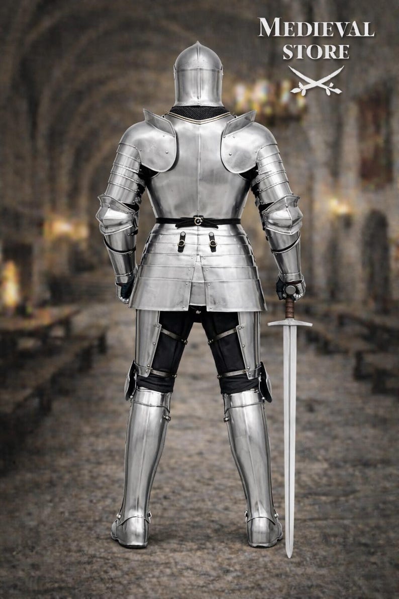 Full Body Medieval Knight Armor Suit – Polished Steel Plate Harness ...