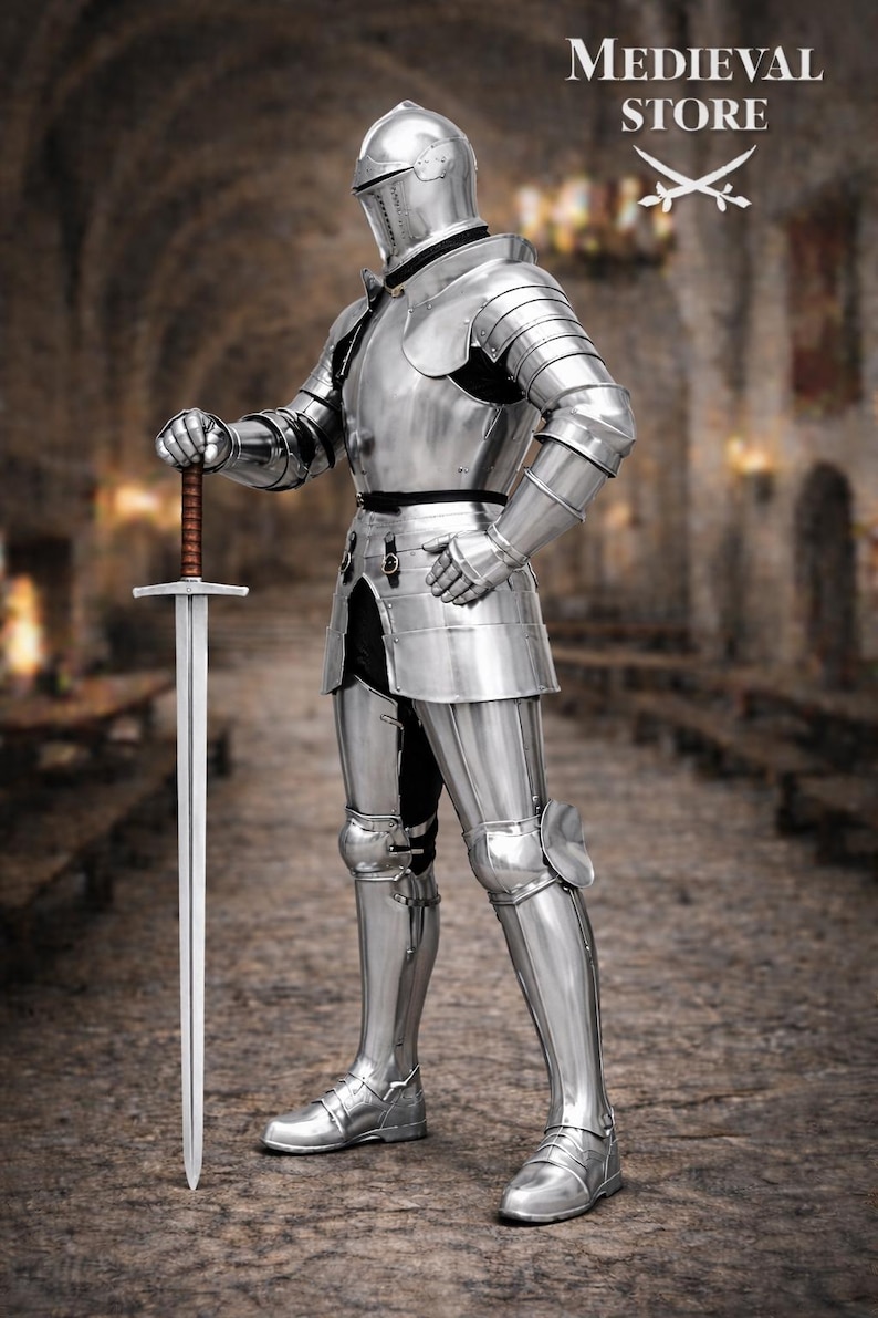 Full Body Medieval Knight Armor Suit – Polished Steel Plate Harness ...