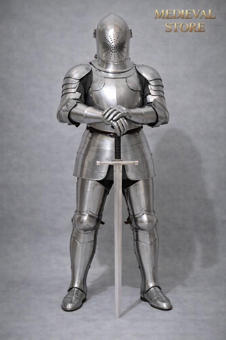Medieval Knight Full Body Steel Armor Suit With Helmet | Wearable ...
