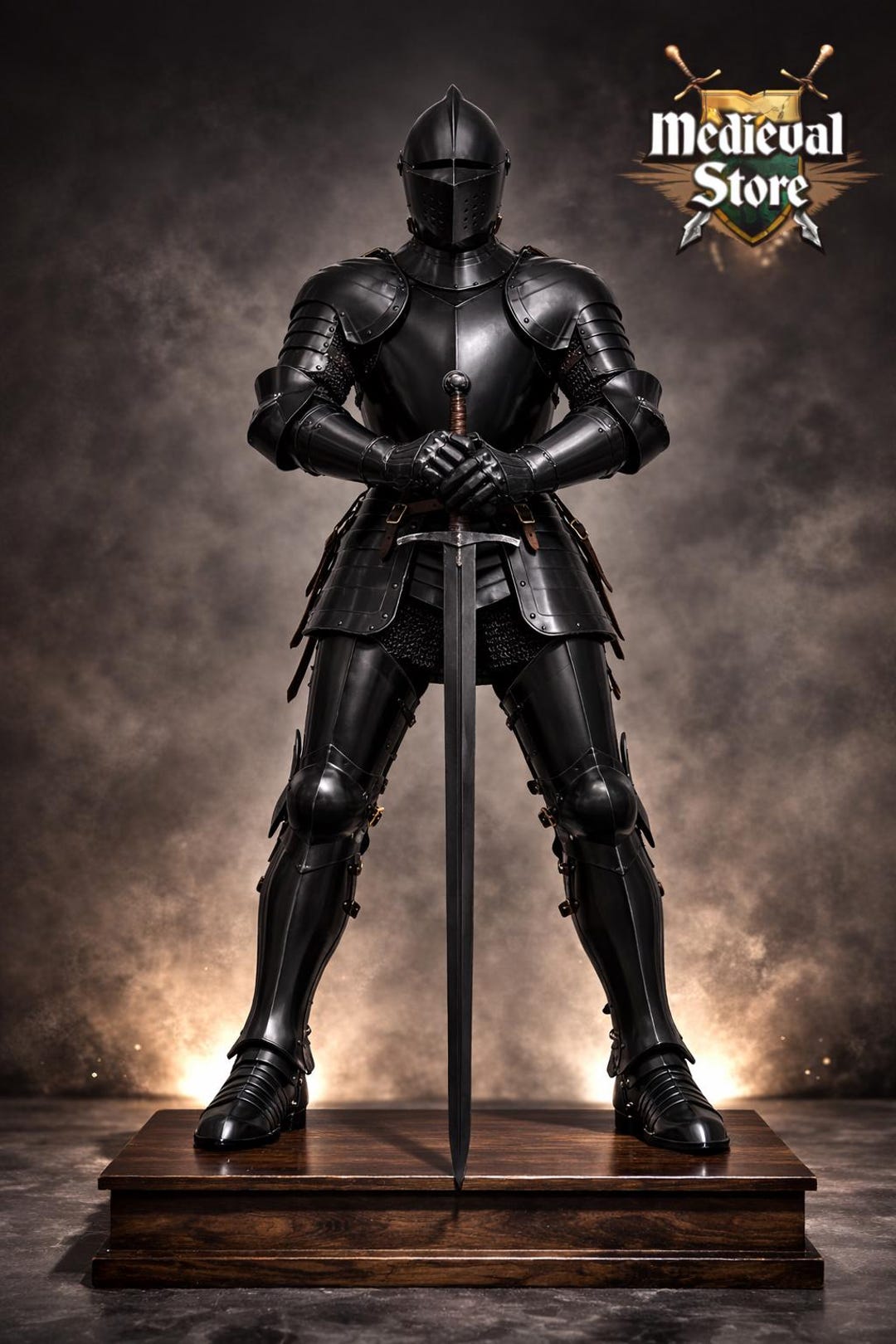 Black Gothic Full Plate Armor Suit – Medieval Knight Wearable Armor ...