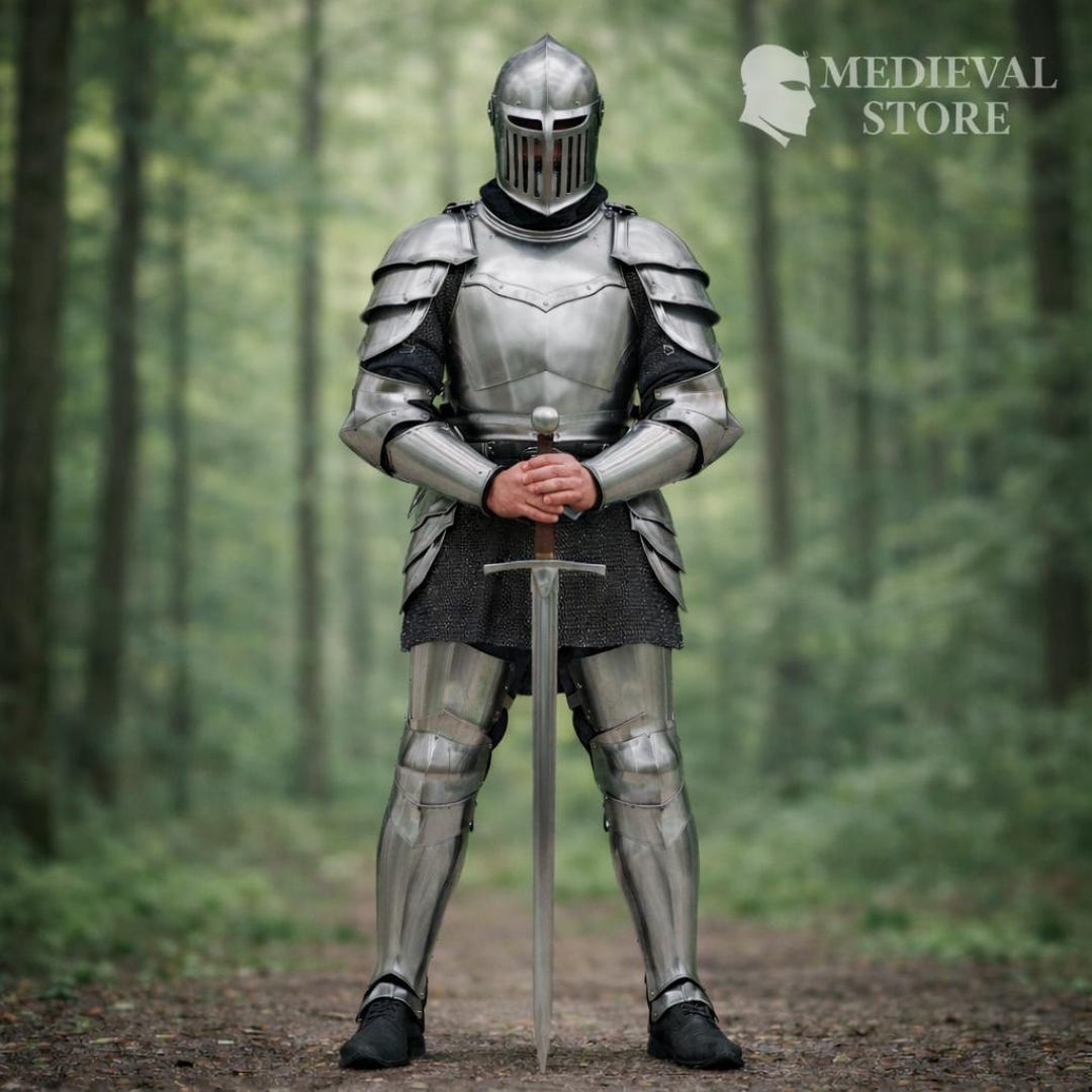 Medieval Full Plate Knight Armor Suit With Helmet – Handcrafted Steel ...