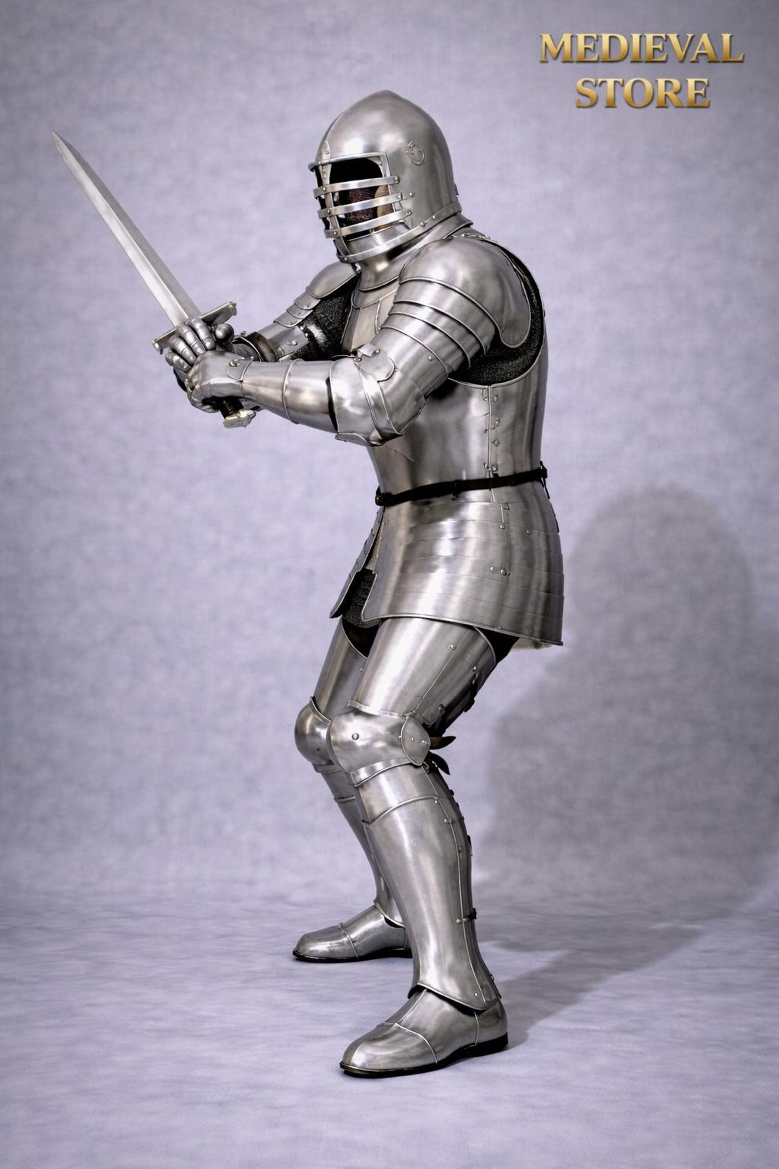 Full Body Medieval Knight Silver Plate Armor Suit | Wearable Steel ...