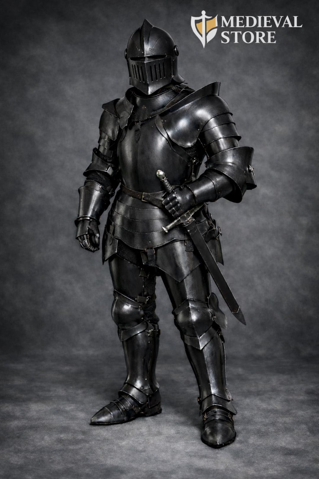 Black Knight Full Plate Armor Suit – Medieval Gothic Steel Armor ...