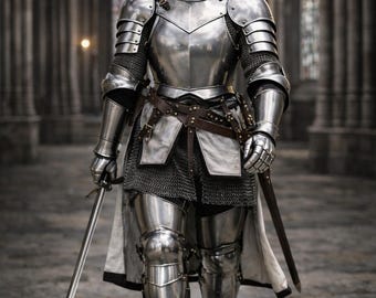 Handcrafted Medieval Full Plate Knight Armor with Helmet | Wearable Steel Gothic Armor Suit for Reenactment & Cosplay
