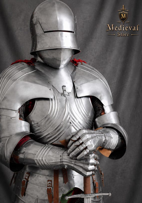 Medieval Gothic Knight Armor Full Body Steel Armor Suit Historical Reenactment Collectible Full Suit of Armor | Gothic Knight Armor Costume