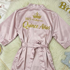 Personalized Mis Quince Anos Robes, Customized Quinceanera Robes, Mis Quince Años Satin Robe, Satin Quince Robes, Custom Birthday Robes