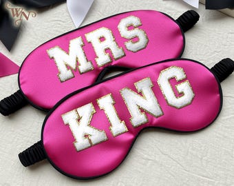 Chenille alphabet patch Eyemask, Personalized Sleeping Mask, Custom Sleep mask, Bachelorette gift, Bridal Gifts, Customized Silk Eye Mask