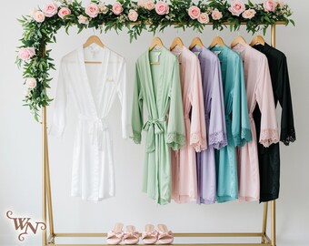 Bridesmaid Lace Robes, Custom Lace Robe, Bridal Party Robes, Bachelorette Robes, Wedding Lace Robe, Birthday Robes, Custom Bridesmaid Robes