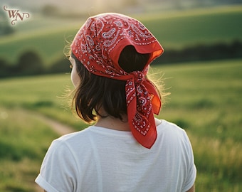 Customized Soft Paisley Bandana Scarf Bridal Hair Scarf, Bridesmaid Gift, Paisley Head Wrap, Stylish Bandana for Women, Fashion Accessory