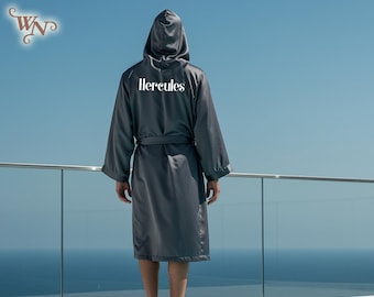 Robe with Hoodie & Boxer Personalized men's Robes Custom Hooded Satin Robes with Boxer Groomsmen Robes Gift for Him Honeymoon Gift for Groom