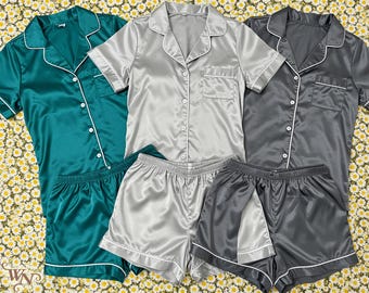 Satin Pyjama Set Brautjungfer & Brautgeschenk | Seidige Nachtwäsche für Frauen | Luxus Hochzeit Pyjamas Geschenke für ihre Brautmode