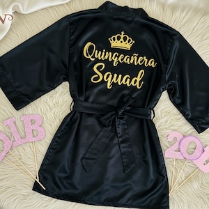 Custom Quince Robes, Personalized Mis Quince Anos Robes, Quinceanera Robes, Custom Robes for Birthday Party, Personalized Satin Quince Robes