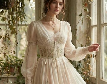 コルセットベルト付きリネンアンダーバストコルセット、刺繍入りエドワード朝風コテージコアコルセットトップ、カスタムプラスサイズルネッサンスコルセットギフト（女性向け）