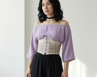 Leinen Korsett Gürtel Unterbrust Korsett, Minimal Korsett für den Alltag, Bestickter Taillen Gürtel, Reversible Custom Plus Size Korsett