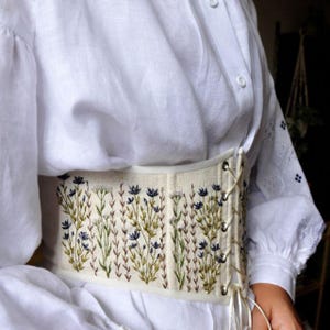 Plus size reversible embroidered corset body, double-side cottagecore waist corset top, vintage overbust corset, custom ren faire corset