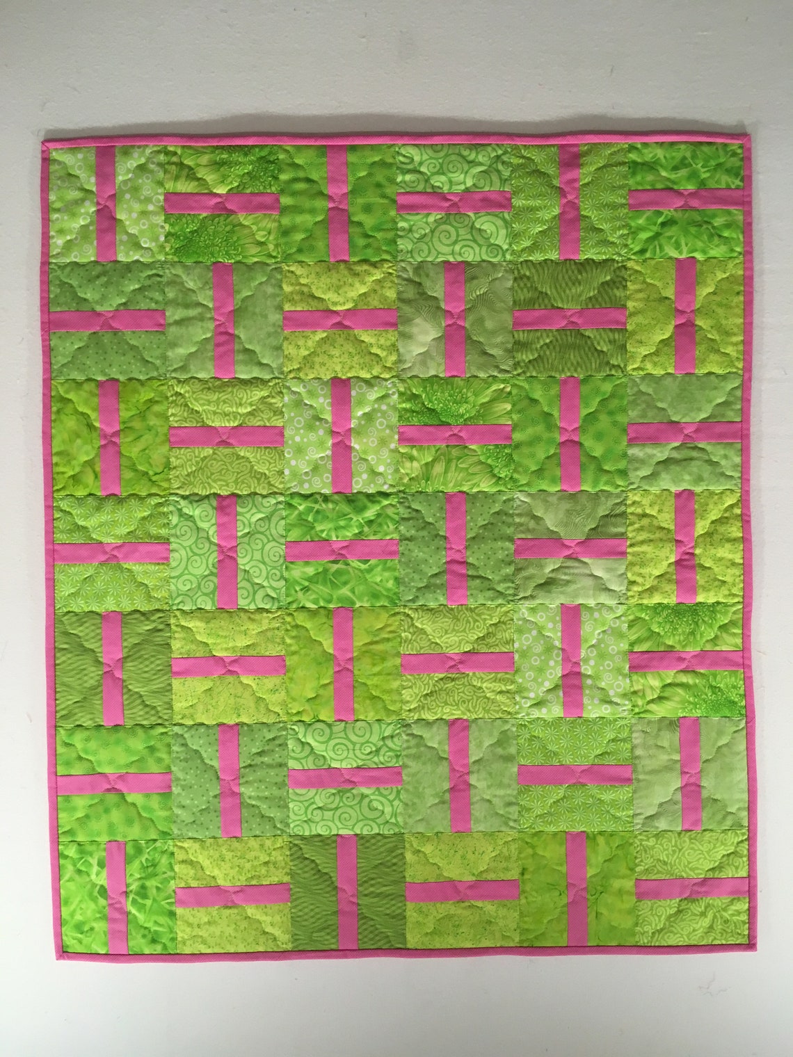 Pink and Green Baby Quilt Etsy