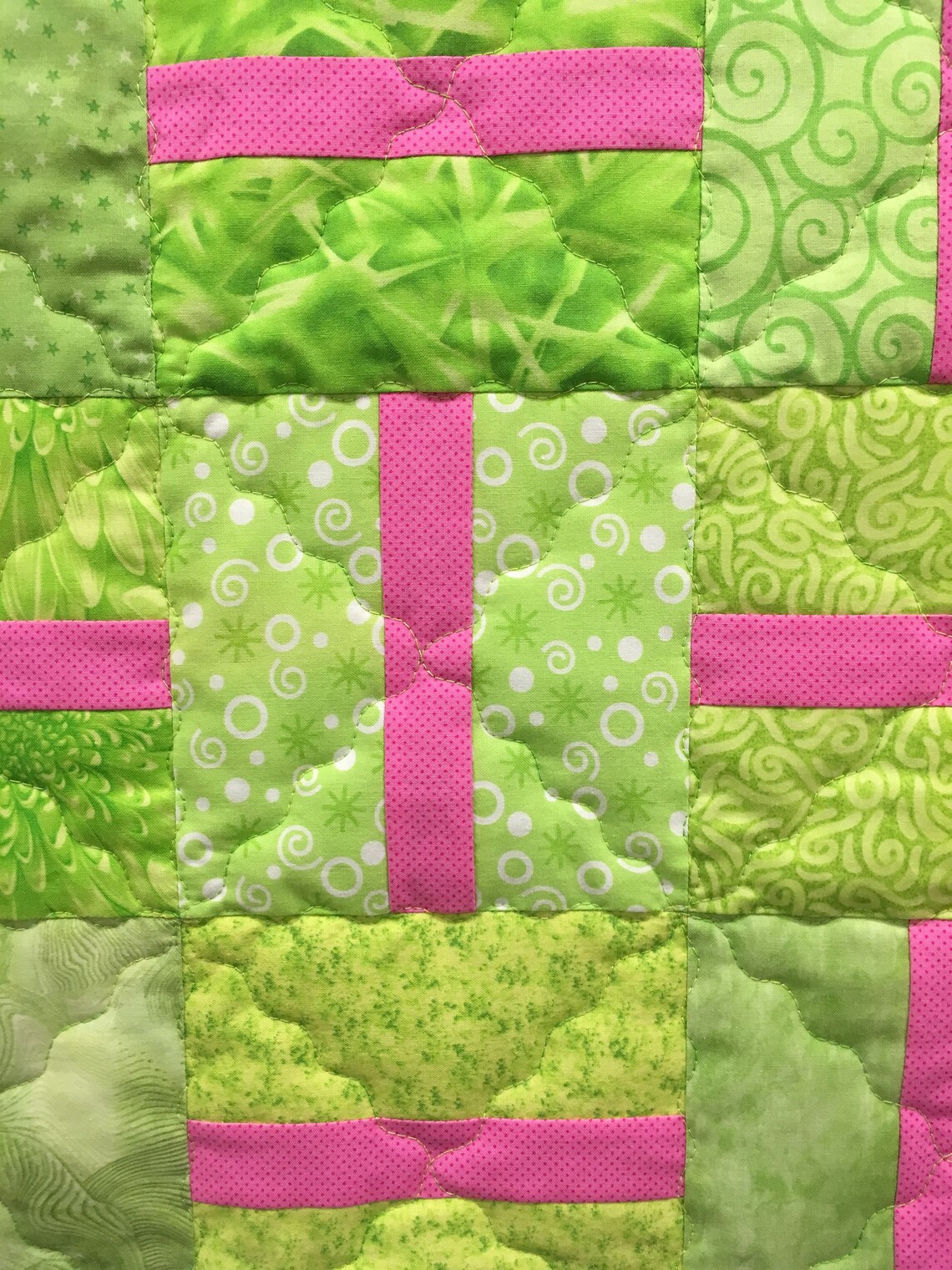 Pink and Green Baby Quilt Etsy