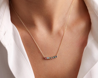 Personalized Family Birthstone Necklace: Custom Mom Jewelry, Sterling Silver or Gold Pendant