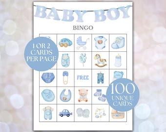 Baby Shower Bingo, Baby Boy Bingo Game Cards, Baby Boy Shower Bingo, Baby Shower, Baby Shower Loteria, It's a Boy Bingo