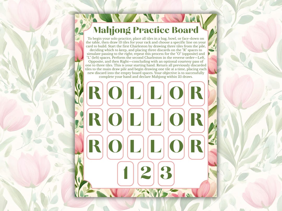Mahjong Practice Board, Mahjong Digital File, Solo Mahjong Board ...