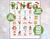 Holiday Bingo Printable, 60 Unique Christmas Bingo Cards, Classroom or Office Party Game, Christmas Game for Family Party Game, Loteria