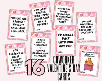 Funny Coworker Valentines Cards, Anti Valentines, Sarcastic Office Valentines, Workplace Valentine Cards, Employee Valentine Cards