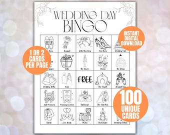 Bridal Shower Bingo Cards, Bridal Bingo Game, Hen Party, Wedding Shower Bingo, Bachelorette Party Bingo, Printable Bridal Shower Games