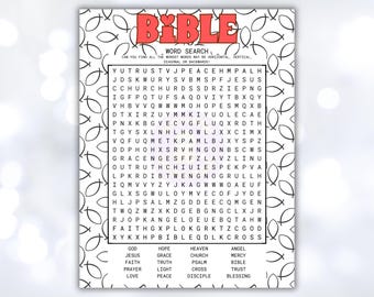 Bible Word Search, Bible Word Find, Bible Class Games, Sunday School Game, Bible Activity Pages, Bible School Games, Bible Puzzle for Kids