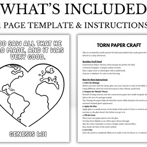 May include: A black and white coloring page with the text "GOD SAW ALL THAT HE HAD MADE, AND IT WAS VERY GOOD." The image includes a heart-shaped outline of the Earth and the text "GENESIS 1:31."