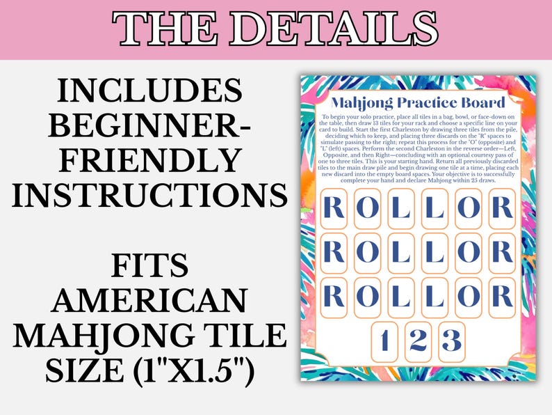 Mahjong Practice Board Printable, Solo Mahjong Board, Mahjong Accessory ...