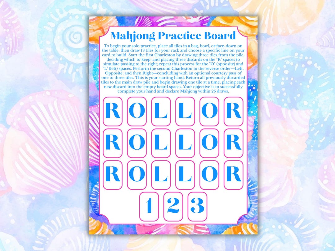 Mahjong Practice Board Printable, Solo Mahjong Practice Board Digital ...