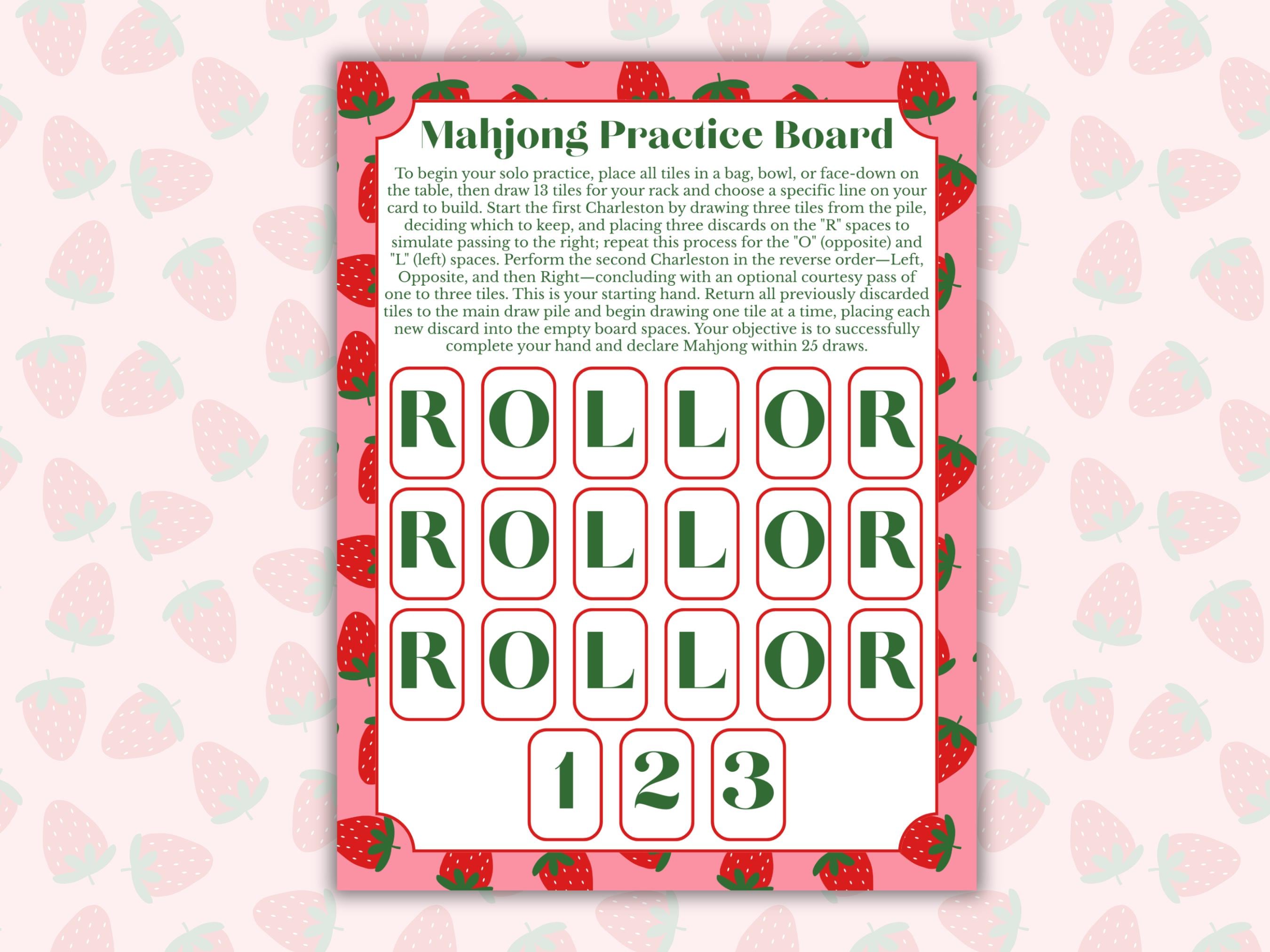 Mahjong Practice Board Printable, Solo Mahjong Practice Board, Mahjong ...