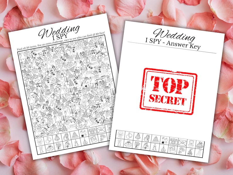 Wedding Table Games, I Spy Wedding Game, Wedding Activities, Wedding Scavenger Hunt, Kids Wedding Activity, Wedding Shower Game image 2