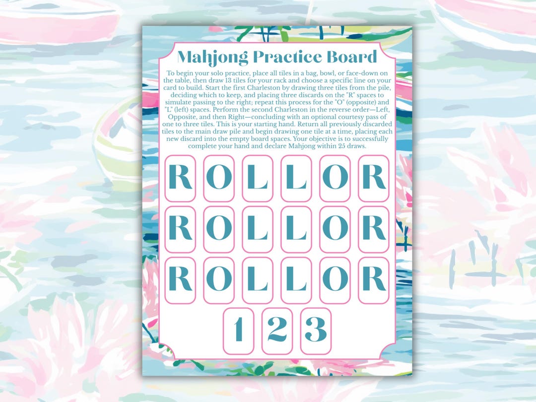 Mahjong Practice Board Printable, Solo Mahjong Practice Board Digital ...