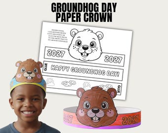 Groundhog Day Printable Craft Activity for Kids, Groundhog Day Paper Crown Printable, Groundhog Craft, Classroom Activity, Preschool Craft