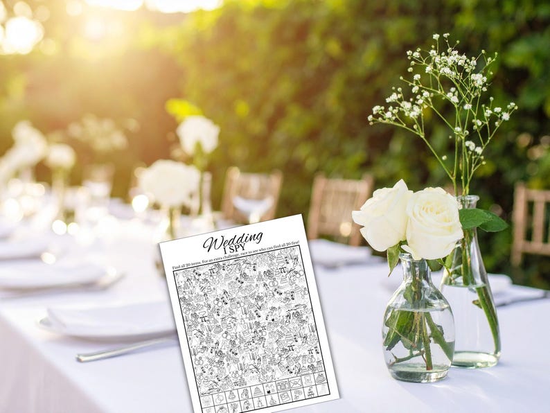 Wedding Table Games, I Spy Wedding Game, Wedding Activities, Wedding Scavenger Hunt, Kids Wedding Activity, Wedding Shower Game image 3