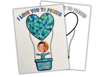 Father's Day Cut and Paste Craft, I Love You to Pieces Torn Paper Craft, Preschool Daycare Kindergarten Activity, Dad Keepsake Gift From Kid