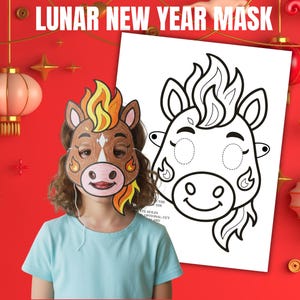 Lunar New Year Printable Craft for Kids, Chinese New Year Mask, 2026 Year of the Horse Mask, Chinese New Year Craft