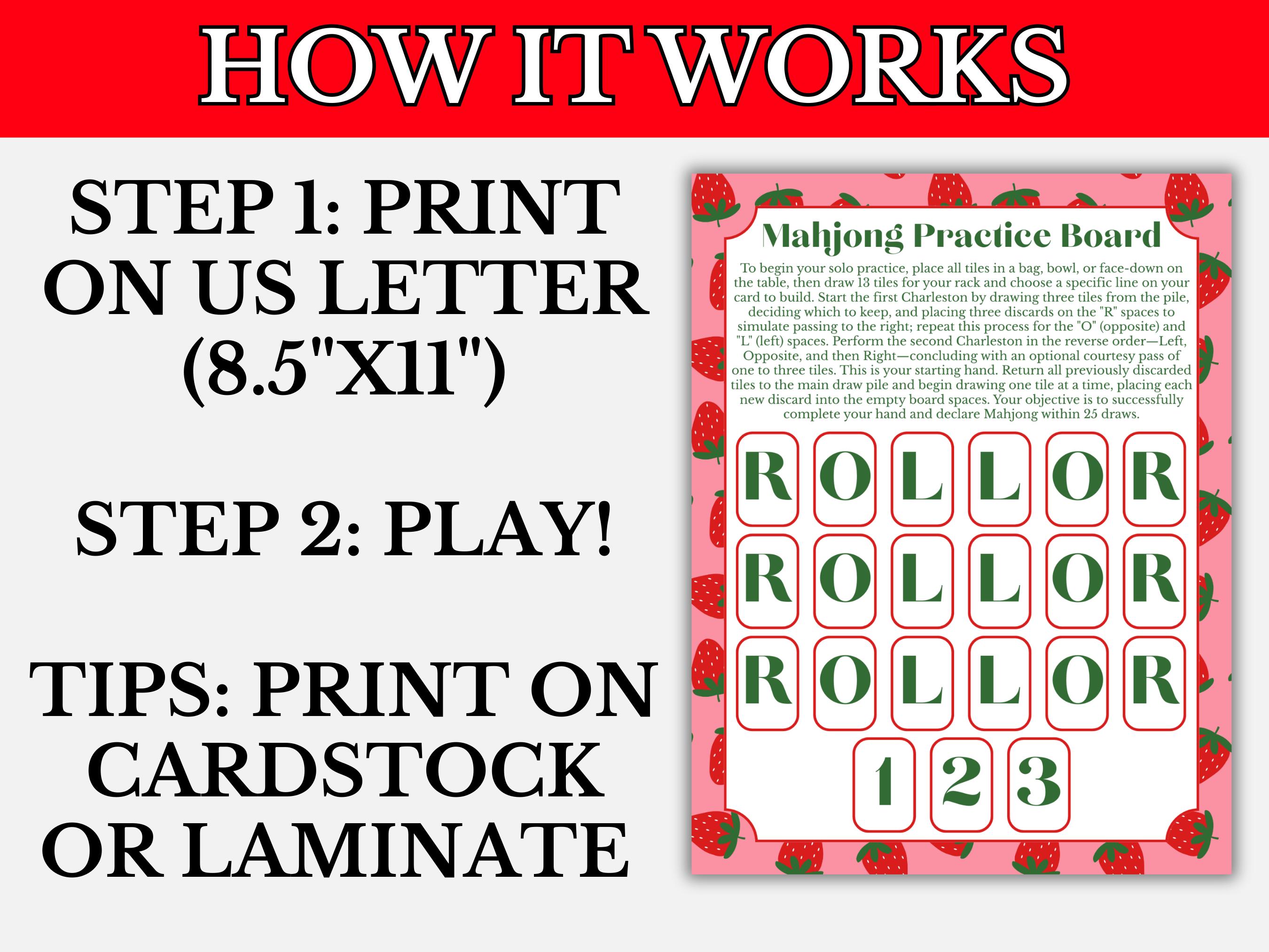 Mahjong Practice Board Printable, Solo Mahjong Practice Board, Mahjong ...