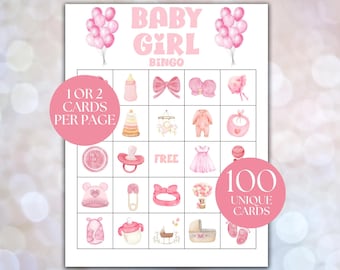Baby Bingo, Baby Bingo Spielkarten, Babyparty Bingo, Babyparty, Babyparty Aktivität, druckbares Baby Bingo, es ist eine Mädchen Loteria