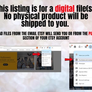 Peut inclure: Image avec texte : "Cette liste concerne un fichier num&eacute;rique. Aucun produit physique ne vous sera exp&eacute;di&eacute;. T&eacute;l&eacute;chargez les fichiers depuis l'e-mail Etsy ou depuis la section ACHATS de votre compte Etsy."