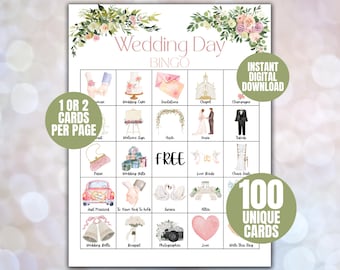 Bridal Shower Bingo Cards, Bridal Bingo Game, Hen Party, Wedding Shower Bingo, Bachelorette Party Bingo, Printable Bridal Shower Games