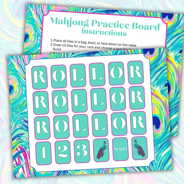 Printable Mahjong Practice Board, Solo Mahjong Practice Board, Mahjong Solo Board Digital, Beginner Mahjong Learning Gift, Mahjong Strategy