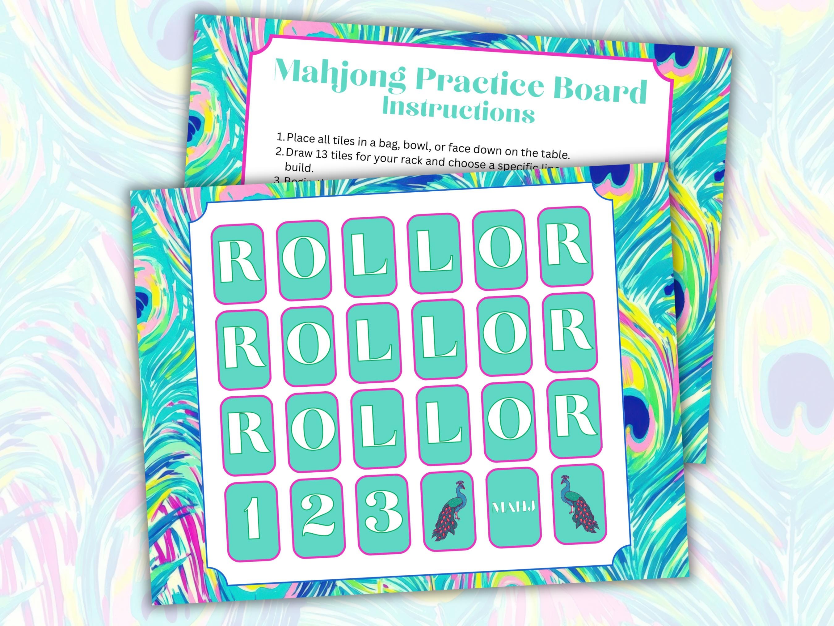 Printable Mahjong Practice Board, Solo Mahjong Practice Board, Mahjong ...