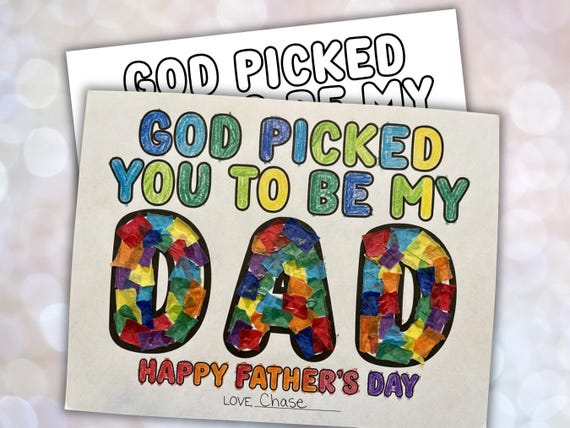 Christian Father's Day Torn Paper Craft Printable, Fathers Day Card, Toddler Daycare Preschool Kindergarten Tissue Paper Activity