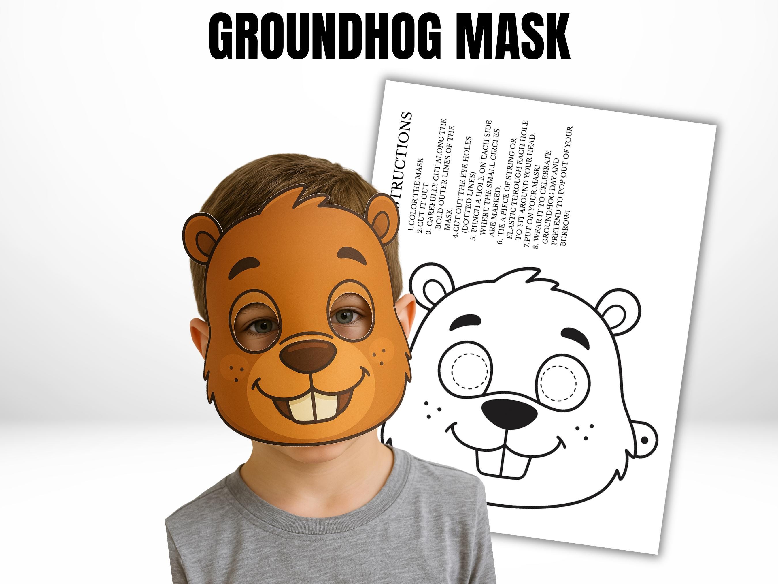 groundhog day activity for kids, groundhog day mask printable for